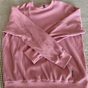 Crewneck Waffle Knit Sweater - Women's Pink